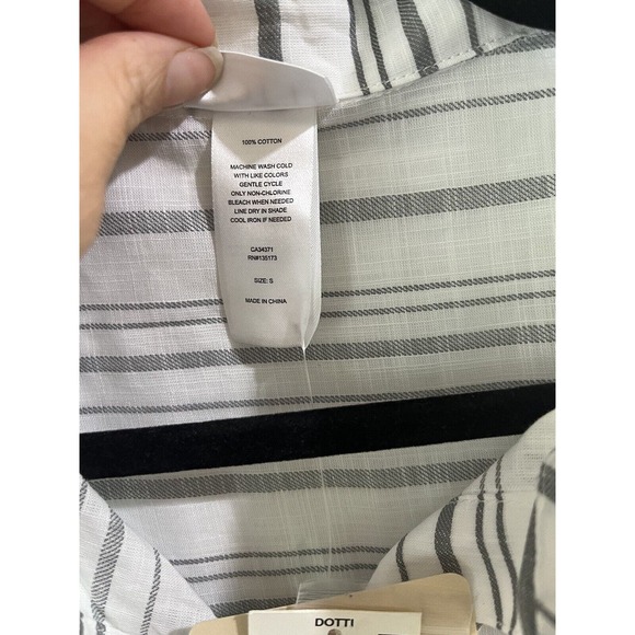 NWT Dotti Baja White Gray Striped Cotton Button Up Dress Swim Cover-up Sz Small - Picture 9 of 9